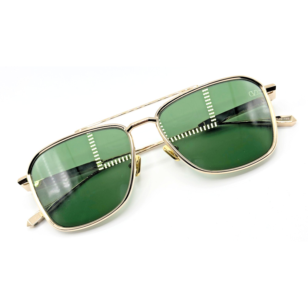 Valentino Sunglasses V-LSTORY II VLS-168A Gold Aviator Frame Green Lens 55mm New - Picture 3 of 15
